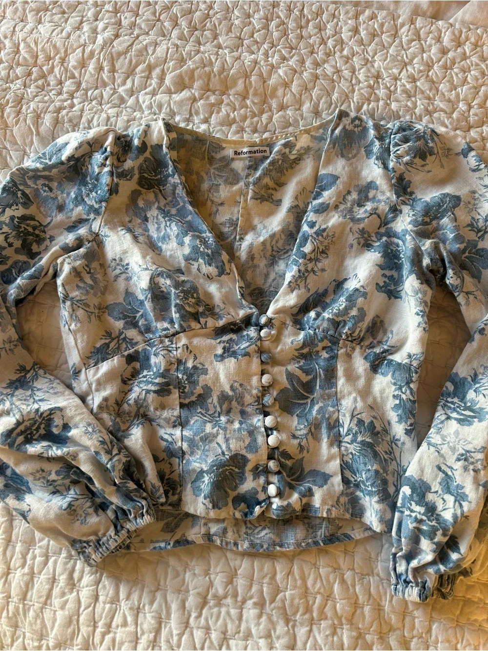 Reformation Aryn floral linen top sz6
